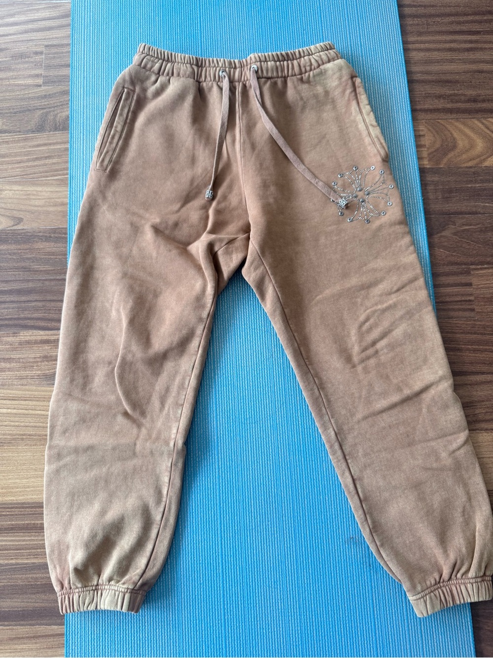Chrome hearts Brown Embellished fleece Jogger Sweatpants S
